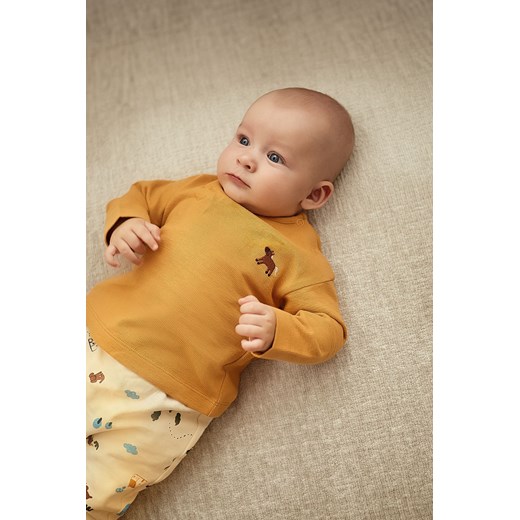 Brązowa bawełniana bluzka niemowlęca z długim rękawem ze sklepu 5.10.15 w kategorii Kaftaniki i bluzki - zdjęcie 169722334