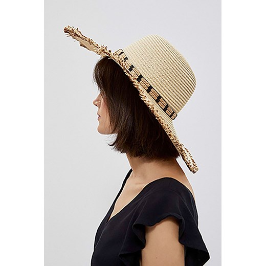 Damski kapelusz słomkowy z szerokim rondem beżowy one size 5.10.15 wyprzedaż