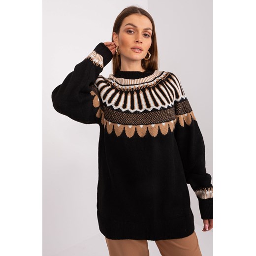 Czarny sweter klasyczny ze stójką RUE PARIS ze sklepu 5.10.15 w kategorii Swetry damskie - zdjęcie 169722614