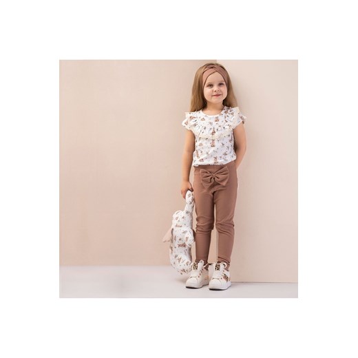 Legginsy uszyte z brązowej, dresowej bawełny ze sklepu 5.10.15 w kategorii Spodnie dziewczęce - zdjęcie 169722663