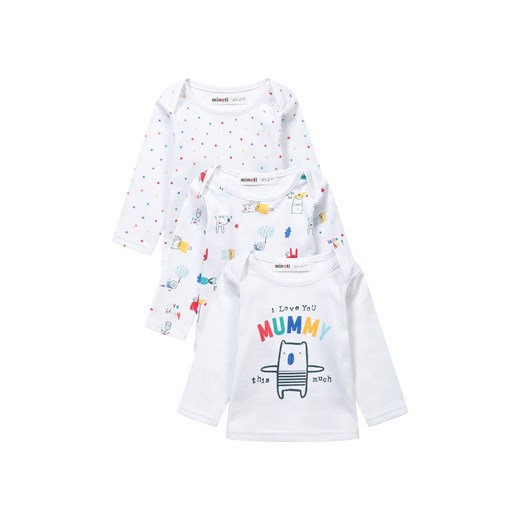 Bluzka niemowlęca bawełniana 3-pak- biała Minoti 68/74 promocyjna cena 5.10.15