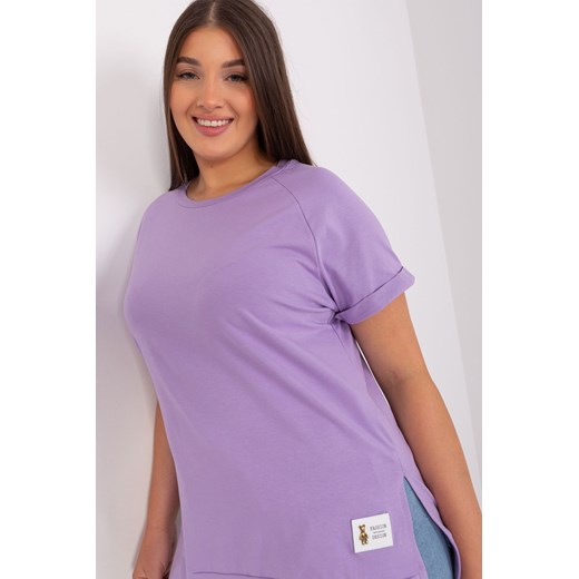Jasnofioletowa bluzka plus size basic z rozcięciami Relevance one size 5.10.15