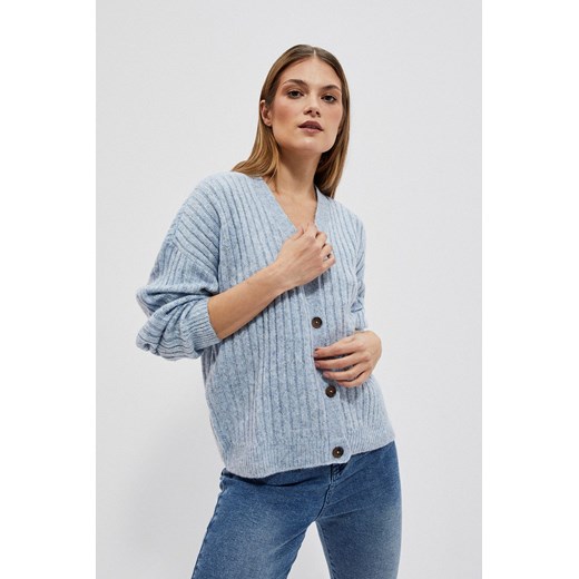 Błękitny sweter damski rozpinany w prążki ze sklepu 5.10.15 w kategorii Swetry damskie - zdjęcie 169722863