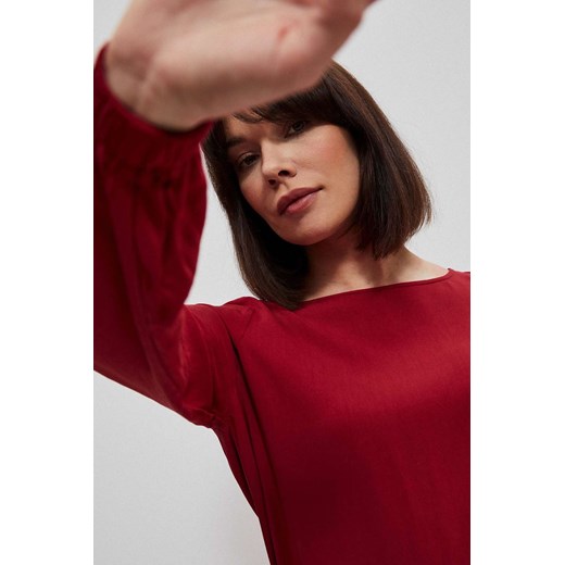 Gładka czerwona bluzka damska z długim rękawem XS promocyjna cena 5.10.15