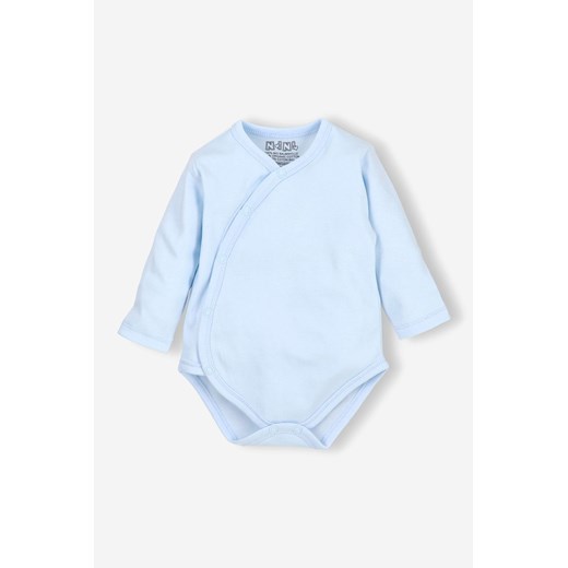 Body niemowlęce z bawełny organicznej - długi rękaw - niebieskie Nini 68 5.10.15