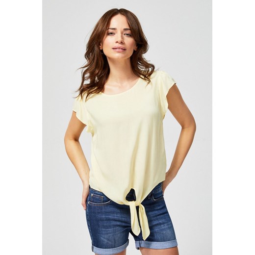Bluzka damska koszulowa z ozdobnym wiązaniem żółta ze sklepu 5.10.15 w kategorii Bluzki damskie - zdjęcie 169723130