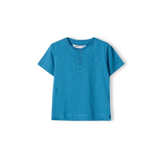 Niebieski t-shirt bawełniany basic dla niemowlaka z guzikami ze sklepu 5.10.15 w kategorii Koszulki niemowlęce - zdjęcie 169723151