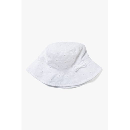 Bawełniany biały kapelusz dziewczęcy z ozdobną kokardką 5.10.15. 52/54 okazja 5.10.15