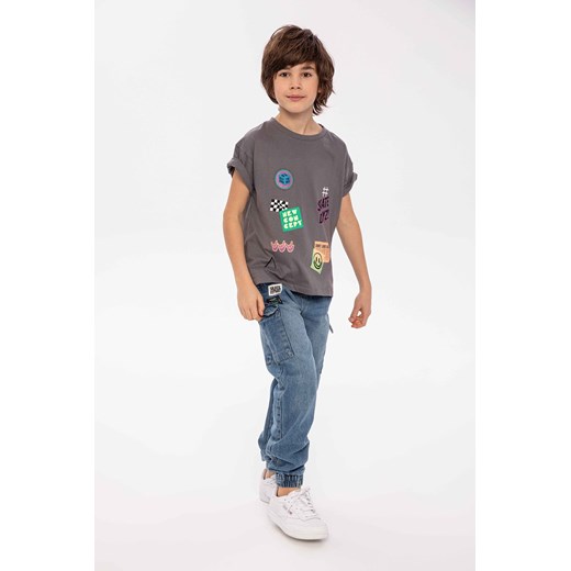 Szary t-shirt bawełniany dla chłopca z nadrukiem ze sklepu 5.10.15 w kategorii T-shirty chłopięce - zdjęcie 169723341