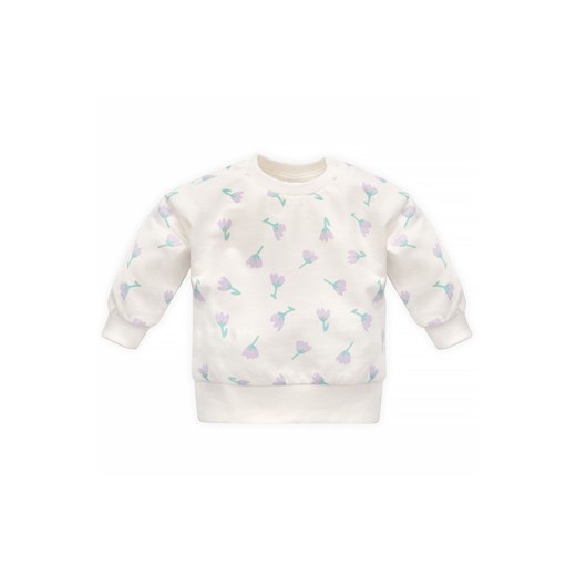 Bluza nierozpinana niemowlęca w fioletowe kwiatki ecru ze sklepu 5.10.15 w kategorii Bluzy dziewczęce - zdjęcie 169723391