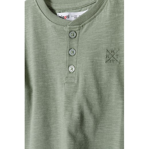 Koszulka bawełniana chłopięca z ozdobnymi guzikami khaki Minoti 134/140 5.10.15