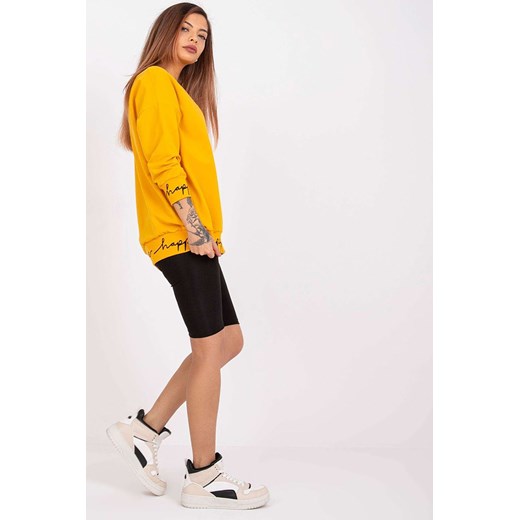 Szeroka bluza damska z nadrukiem - żółta Italy Moda one size 5.10.15