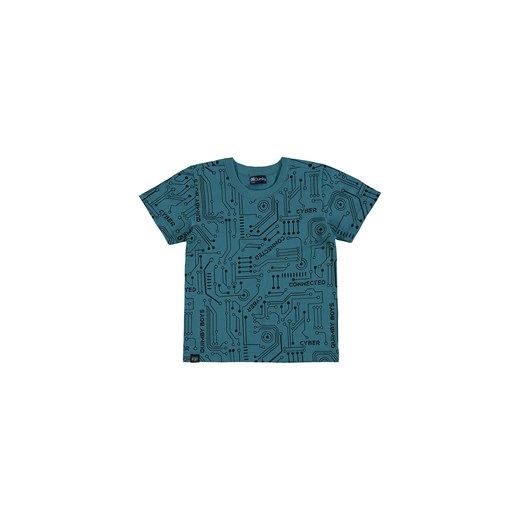 Niebieski bawełniany t-shirt chłopięcy we wzory Quimby 116 5.10.15