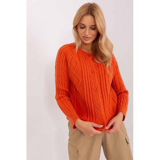 Pomarańczowy sweter damski na guziki ze sklepu 5.10.15 w kategorii Swetry damskie - zdjęcie 169723781