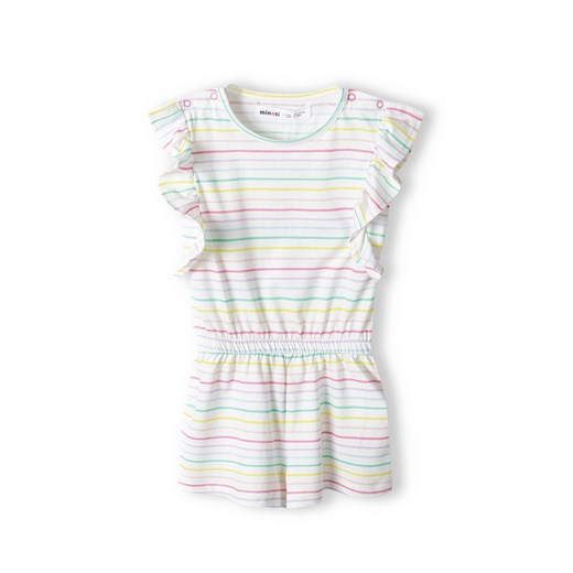 Biały kombinezon niemowlęcy na lato w kolorowe paski ze sklepu 5.10.15 w kategorii Kombinezony i kurtki - zdjęcie 169723900