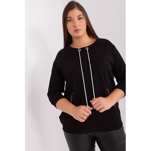 Czarna bluza damska plus size bez kaptura ze sklepu 5.10.15 w kategorii Bluzy damskie - zdjęcie 169723962