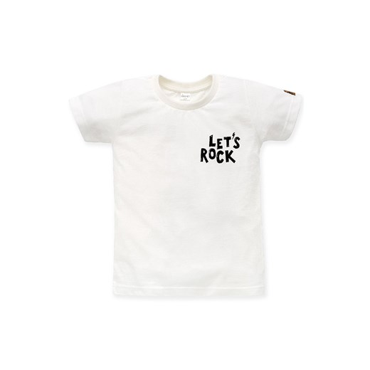 Dzianinowy t-shirt niemowlęcy Let's rock ecru ze sklepu 5.10.15 w kategorii Koszulki niemowlęce - zdjęcie 169724221