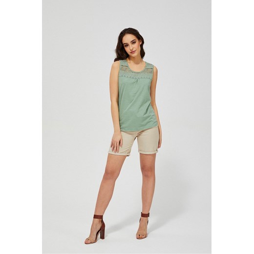 Bawełniany t-shirt damski z ażurowym wzorem - zielony XL okazja 5.10.15