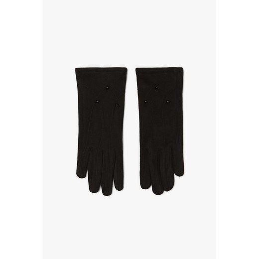 Czarne rękawiczki damskie zamszowe z dżetami ze sklepu 5.10.15 w kategorii Rękawiczki damskie - zdjęcie 169724302
