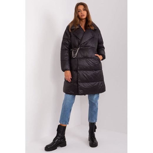 Czarna puchowa kurtka zimowa z pikowaniem ze sklepu 5.10.15 w kategorii Kurtki damskie - zdjęcie 169724444