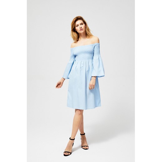 Sukienka damska bawełniana z szerokim rękawami - niebieska ze sklepu 5.10.15 w kategorii Sukienki - zdjęcie 169724611