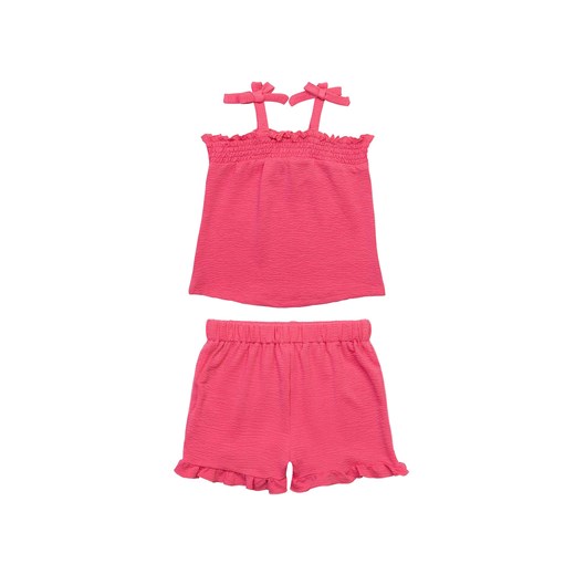 Różowy komplet letni niemowlęcy- bluzka na ramiączkach i szorty Minoti 86/92 5.10.15