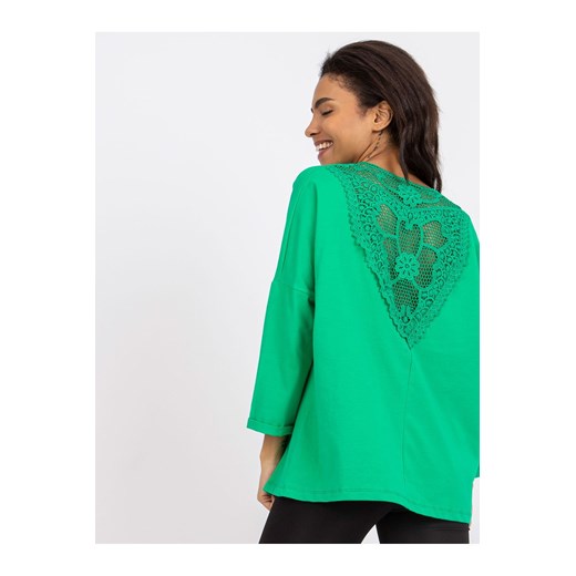 Bluzka damska z koronkową wstawką na plecach - zielona ze sklepu 5.10.15 w kategorii Bluzki damskie - zdjęcie 169724713