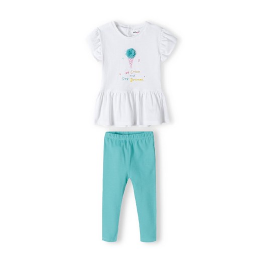 Komplet dla niemowlaka- biała bluzka + niebieskie legginsy Minoti 62/68 5.10.15