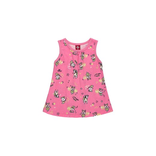 Różowa bawełniana sukienka niemowlęca z nadrukiem ze sklepu 5.10.15 w kategorii Sukienki niemowlęce - zdjęcie 169724861