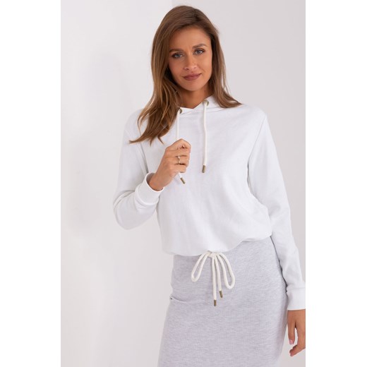 Bluza z kapturem i ściągaczem biały ze sklepu 5.10.15 w kategorii Bluzy damskie - zdjęcie 169724950