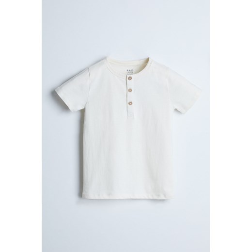 Dzianinowy beżowy t-shirt z guziczkami - unisex - Limited Edition 158 5.10.15