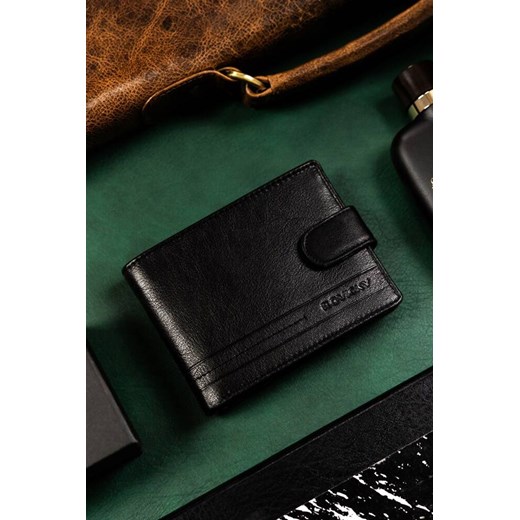 Duży, skórzany portfel męski na zatrzask — Rovicky czarny ze sklepu 5.10.15 w kategorii Portfele męskie - zdjęcie 169725122