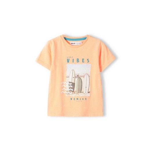 Pomarańczowa koszulka chłopięca z nadrukiem ze sklepu 5.10.15 w kategorii T-shirty chłopięce - zdjęcie 169725180