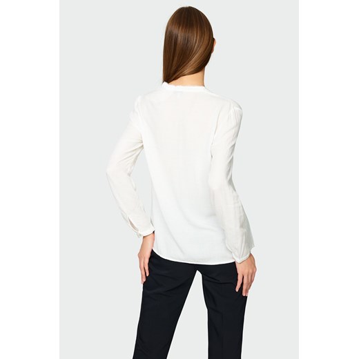 Bluzka damska biała z ozdobnymi wstawkami - długi rękaw Greenpoint 44 wyprzedaż 5.10.15