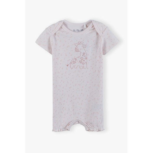 Różowy rampers niemowlęcy - różowy z żyrafą 5.10.15. 74 5.10.15