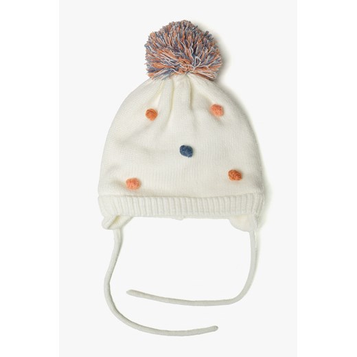 Zimowa czapka dziewczęca w kolorowe kropki - kremowa 5.10.15. 48/50 wyprzedaż 5.10.15