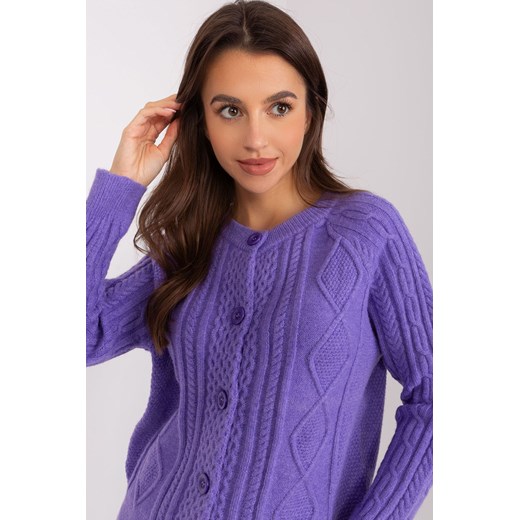 Sweter rozpinany w warkocze fioletowy one size 5.10.15
