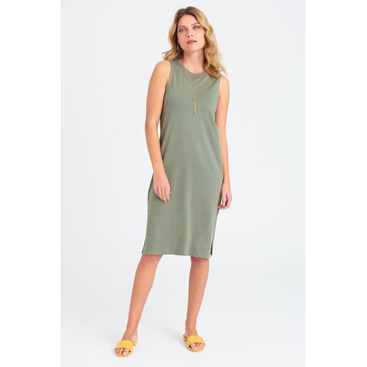 Gładka zielona sukienka damska na ramiączka ze sklepu 5.10.15 w kategorii Sukienki - zdjęcie 169726122