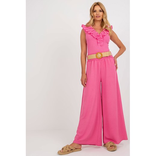 Różowe spodnie z materiału palazzo high waist ze sklepu 5.10.15 w kategorii Spodnie damskie - zdjęcie 169726353
