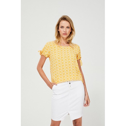 Bluzka damska koszulowa z wiązaniem przy rękawach żółta ze sklepu 5.10.15 w kategorii Bluzki damskie - zdjęcie 169726450