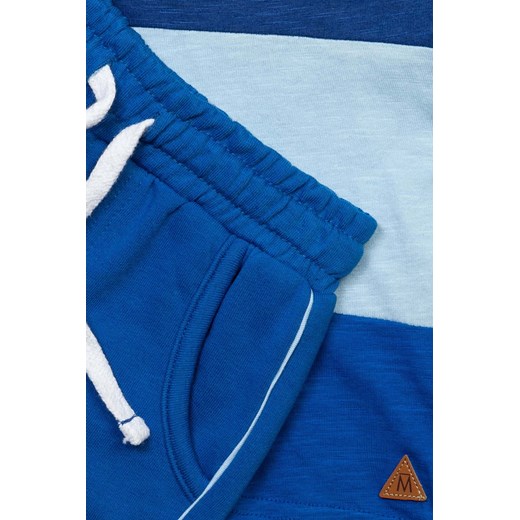 Komplet ubrań dresowych niemowlęcych- T-shirt w paski i niebieskie szorty Minoti 86/92 5.10.15
