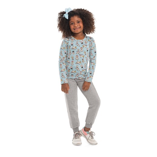 Błękitna bluzka dziewczęca z nadrukiem Quimby 116 5.10.15 promocja