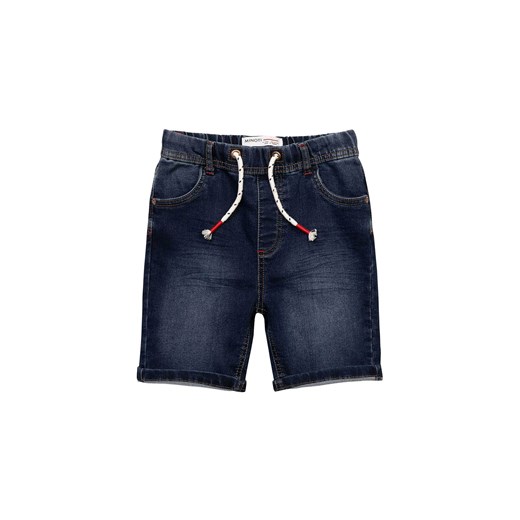 Ciemnoniebieskie szorty jeansowe dla chłopca z wiązaniem ze sklepu 5.10.15 w kategorii Spodenki chłopięce - zdjęcie 169726660