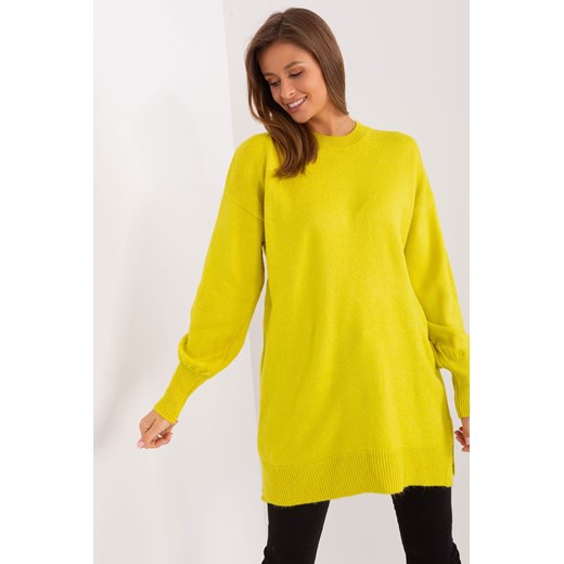 Limonkowy sweter damski oversize z długim rękawem ze sklepu 5.10.15 w kategorii Swetry damskie - zdjęcie 169726682