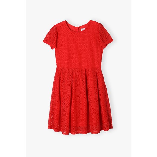 Elegancka koronkowa sukienka dla dziewczynki z krótkim rękawem ze sklepu 5.10.15 w kategorii Sukienki dziewczęce - zdjęcie 169726722