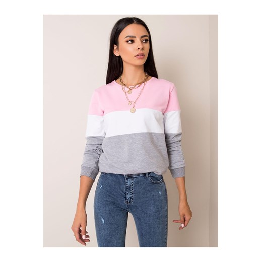 Bluza dresowa w kolorowe pasy - różowo- szare ze sklepu 5.10.15 w kategorii Bluzy damskie - zdjęcie 169726804