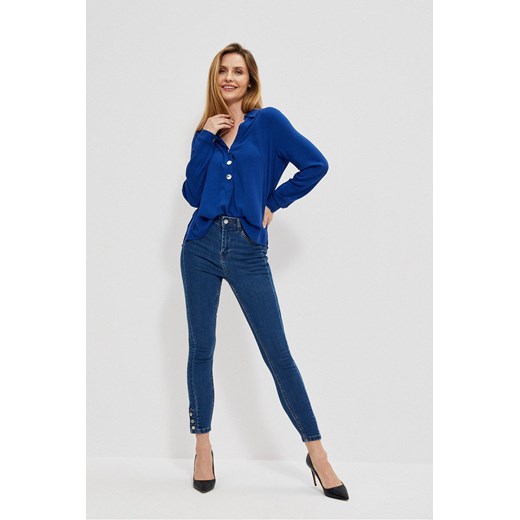 Niebieskie spodnie damskie jeansowe rurki z ozdobnymi guzikami ze sklepu 5.10.15 w kategorii Jeansy damskie - zdjęcie 169726880
