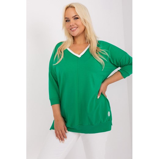 Gładka bluzka plus size zielony ze sklepu 5.10.15 w kategorii Bluzki damskie - zdjęcie 169727071