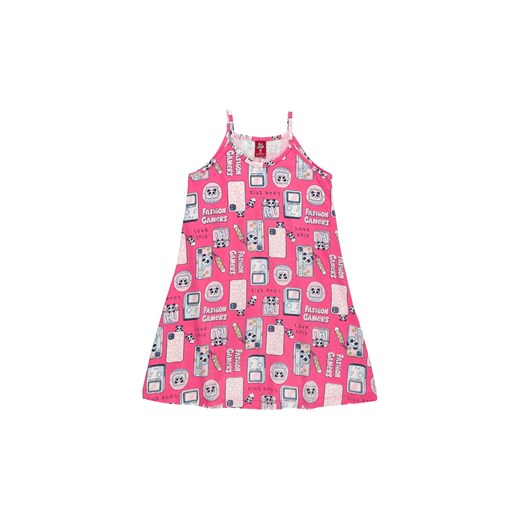 Różowa bawełniana sukienka dziewczęca na ramiączka Bee Loop 116 5.10.15