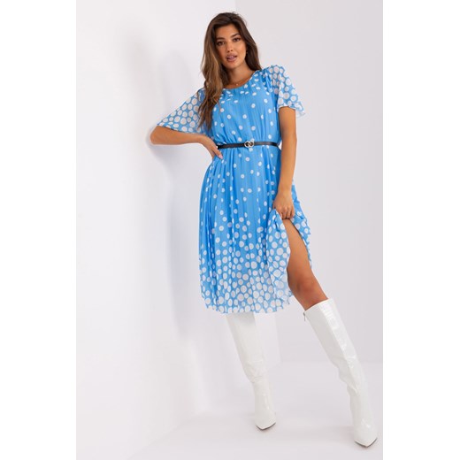 Niebiesko-biała plisowana sukienka damska w grochy ze sklepu 5.10.15 w kategorii Sukienki - zdjęcie 169727101